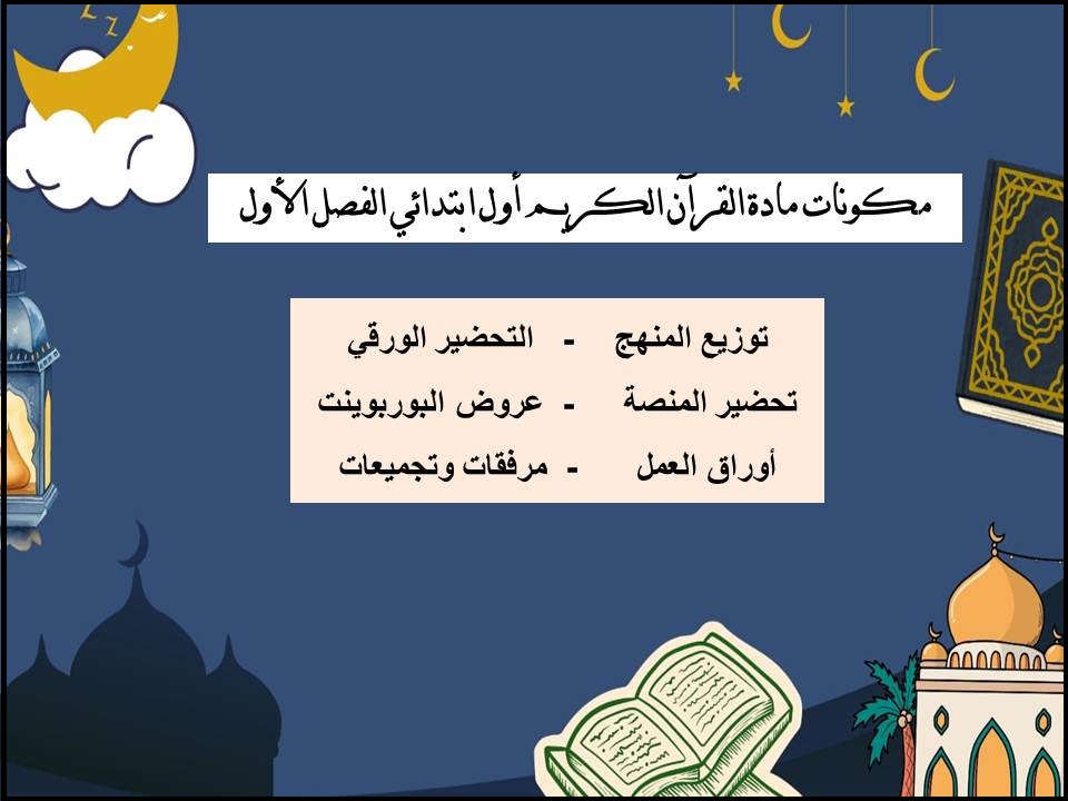 بوربوينت القرآن الكريم أول ابتدائي الفصل الأول بوربوينت القرآن الكريم أول ابتدائي الفصل الأول