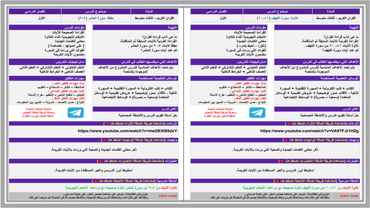 بوربوينت القرآن الكريم ثالث متوسط الفصل الأول بوربوينت القرآن الكريم ثالث متوسط الفصل الأول