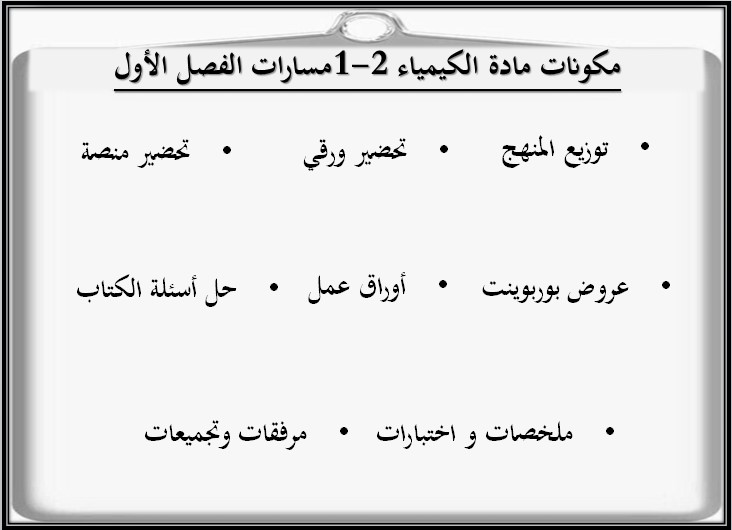بوربوينت مادة الكيمياء (2-1) ثاني ثانوي مسارات الفصل الدراسي الأول بوربوينت مادة الكيمياء (2-1) ثاني ثانوي مسارات الفصل الدراسي الأول
