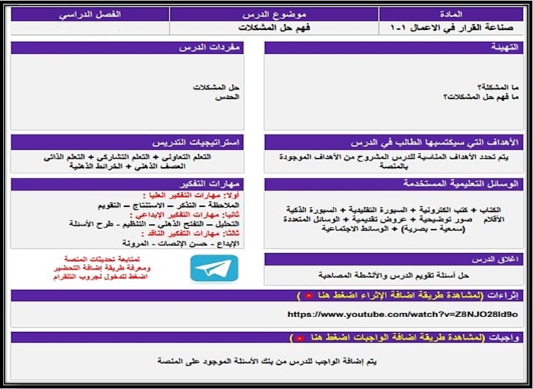 بوربوينت مادة صناعة القرار في الأعمال (1-1) ثاني ثانوي مسارات الفصل الدراسي الأول بوربوينت مادة صناعة القرار في الأعمال (1-1) ثاني ثانوي مسارات الفصل الدراسي الأول