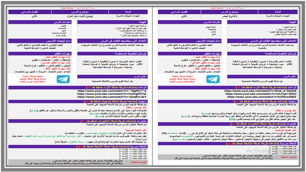 تحاضير مادة المهارات الحياتية و الأسرية خامس ابتدائي فصل ثانى تحاضير مادة المهارات الحياتية و الأسرية خامس ابتدائي فصل ثانى