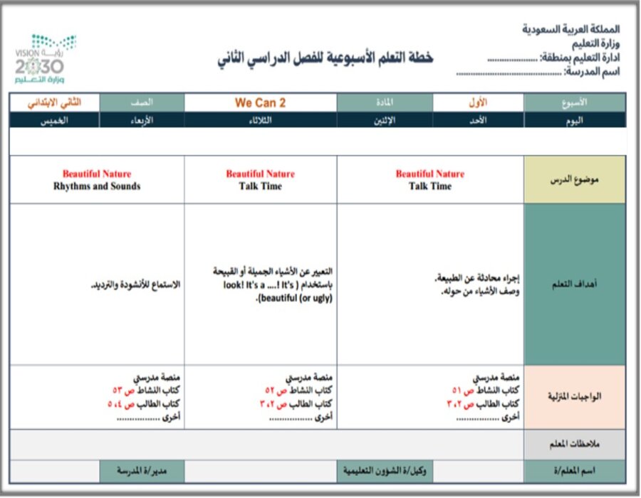 تحضير WE CAN 2 الصف الثاني الابتدائي الفصل الثاني تحضير WE CAN 2 الصف الثاني الابتدائي الفصل الثاني