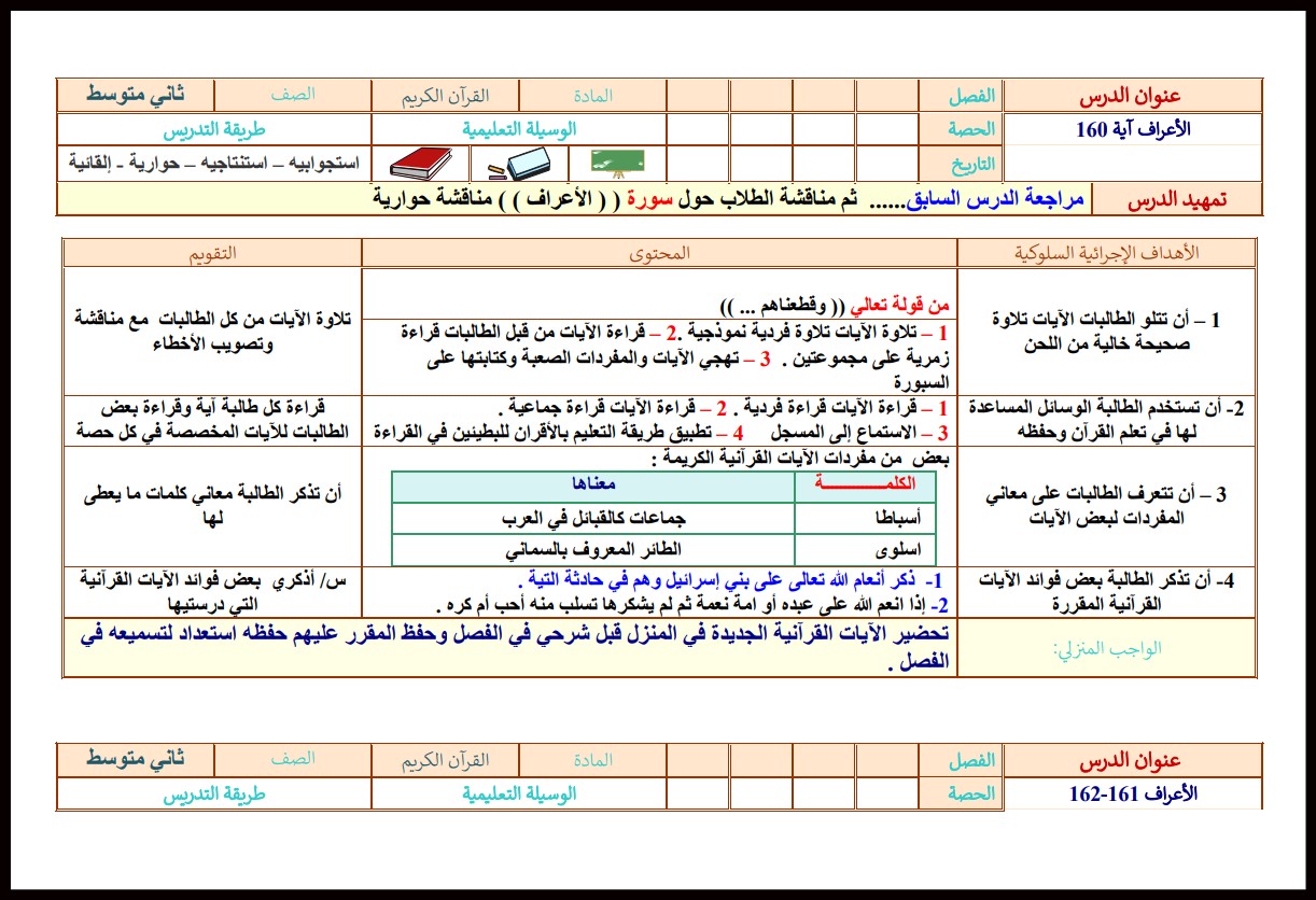 تحضير القرآن الكريم تلاوة ثاني متوسط فصل أول تحضير القرآن الكريم تلاوة ثاني متوسط فصل أول