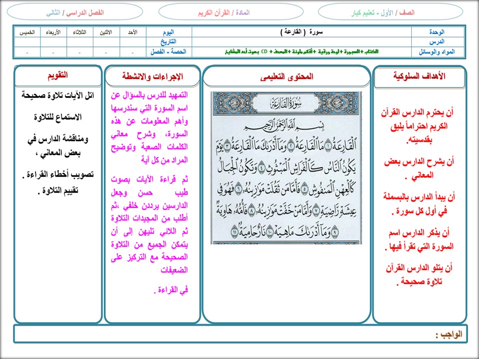 تحضير القرآن الكريم مجتمع بلا أمية التعليم المستمر الفصل الثاني تحضير القرآن الكريم مجتمع بلا أمية التعليم المستمر الفصل الثاني