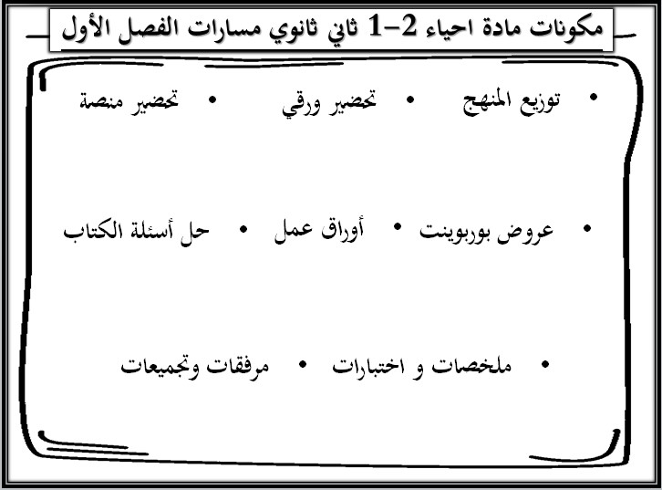 تحضير مادة الأحياء (2-1) ثاني ثانوي مسارات الفصل الدراسي الأول تحضير مادة الأحياء (2-1) ثاني ثانوي مسارات الفصل الدراسي الأول