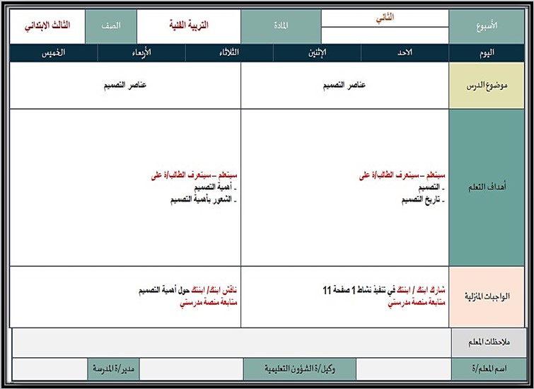 تحضير مادة التربية الفنية صف ثالث ابتدائي الفصل الأول تحضير مادة التربية الفنية صف ثالث ابتدائي الفصل الأول