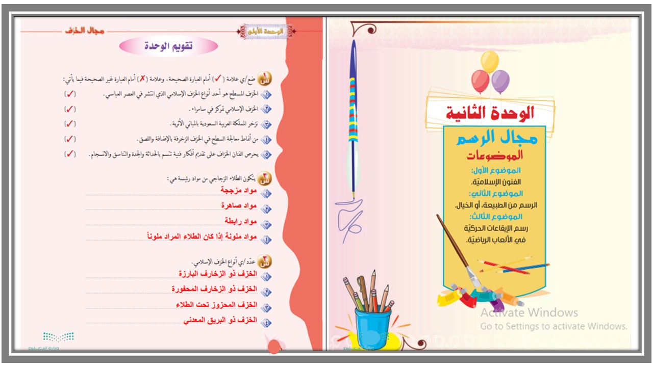 حل أسئلة مادة تربية فنية خامس ابتدائي الفصل الثاني حل أسئلة مادة تربية فنية خامس ابتدائي الفصل الثاني