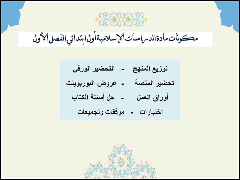حل اسئلة الدراسات الإسلامية أول ابتدائي الفصل الأول حل اسئلة الدراسات الإسلامية أول ابتدائي الفصل الأول