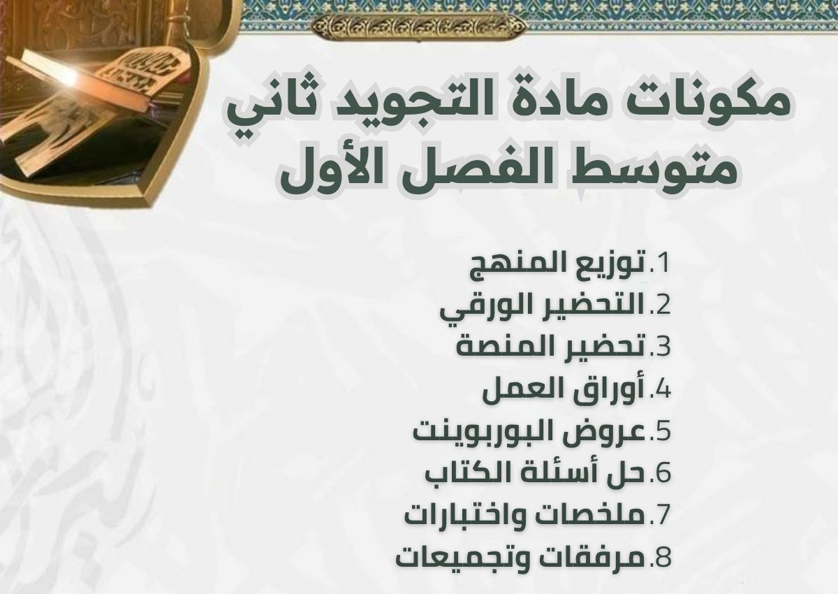 ورق عمل التجويد ثاني متوسط الفصل الأول ورق عمل التجويد ثاني متوسط الفصل الأول
