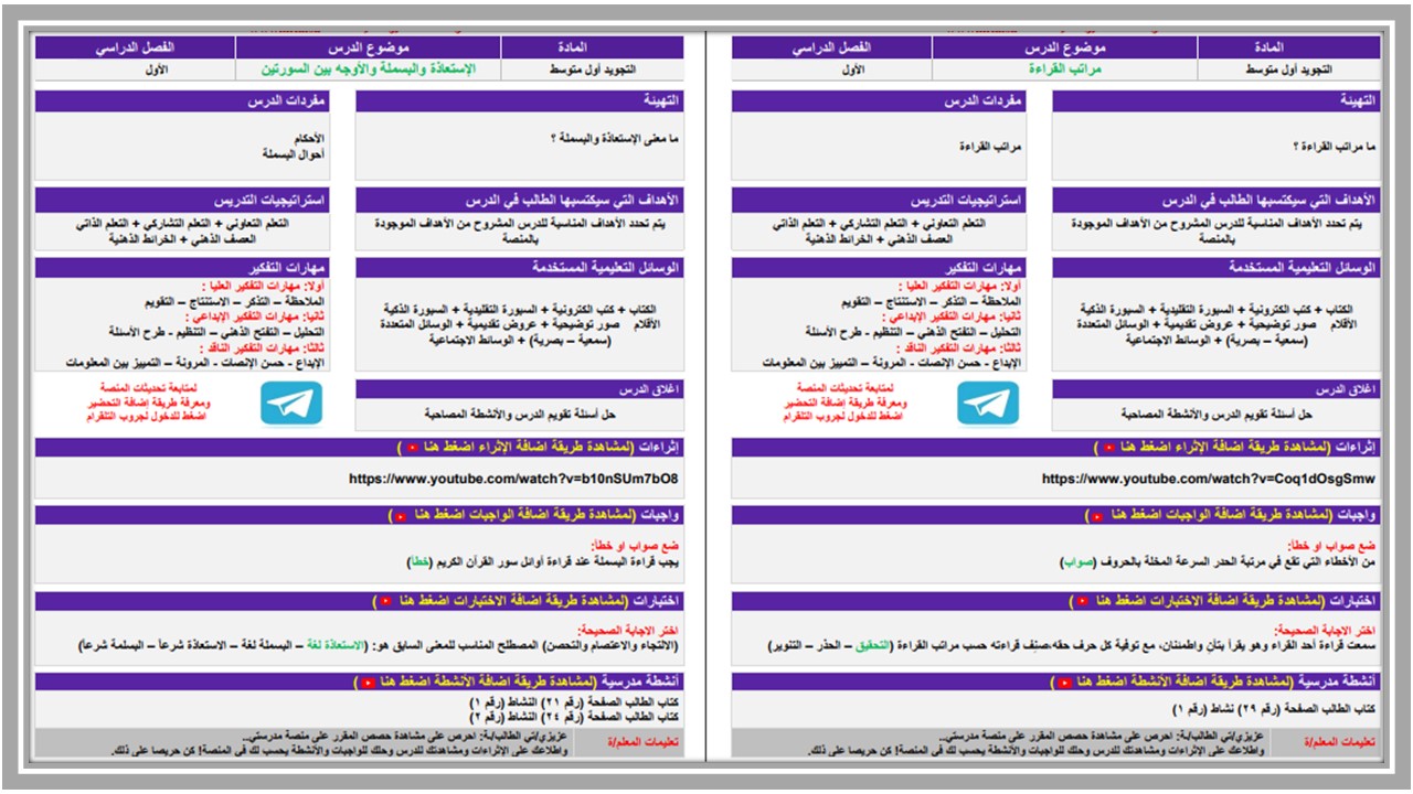 ورق عمل التجويد أول متوسط الفصل الأول ورق عمل التجويد أول متوسط الفصل الأول