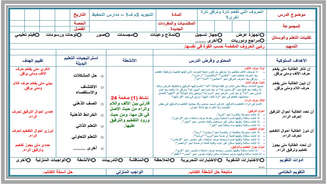 ورق عمل التجويد ثالث متوسط الفصل الأول ورق عمل التجويد ثالث متوسط الفصل الأول