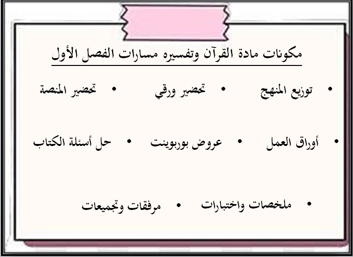 ورق عمل مادة القرآن وتفسيره التعليم الثانوي نظام المسارات ورق عمل مادة القرآن وتفسيره التعليم الثانوي نظام المسارات