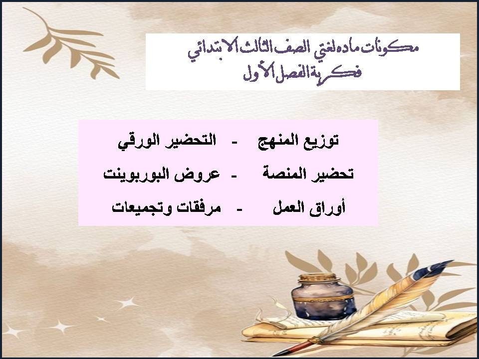 تحضير ماده لغتي الصف الثالث الابتدائي فكرية الفصل الأول تحضير ماده لغتي الصف الثالث الابتدائي فكرية الفصل الأول