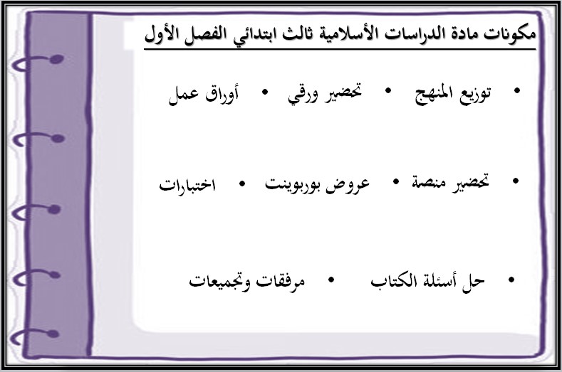 توزيع مادة الدراسات الإسلامية للصف الثالث الابتدائي الفصل الأول توزيع مادة الدراسات الإسلامية للصف الثالث الابتدائي الفصل الأول