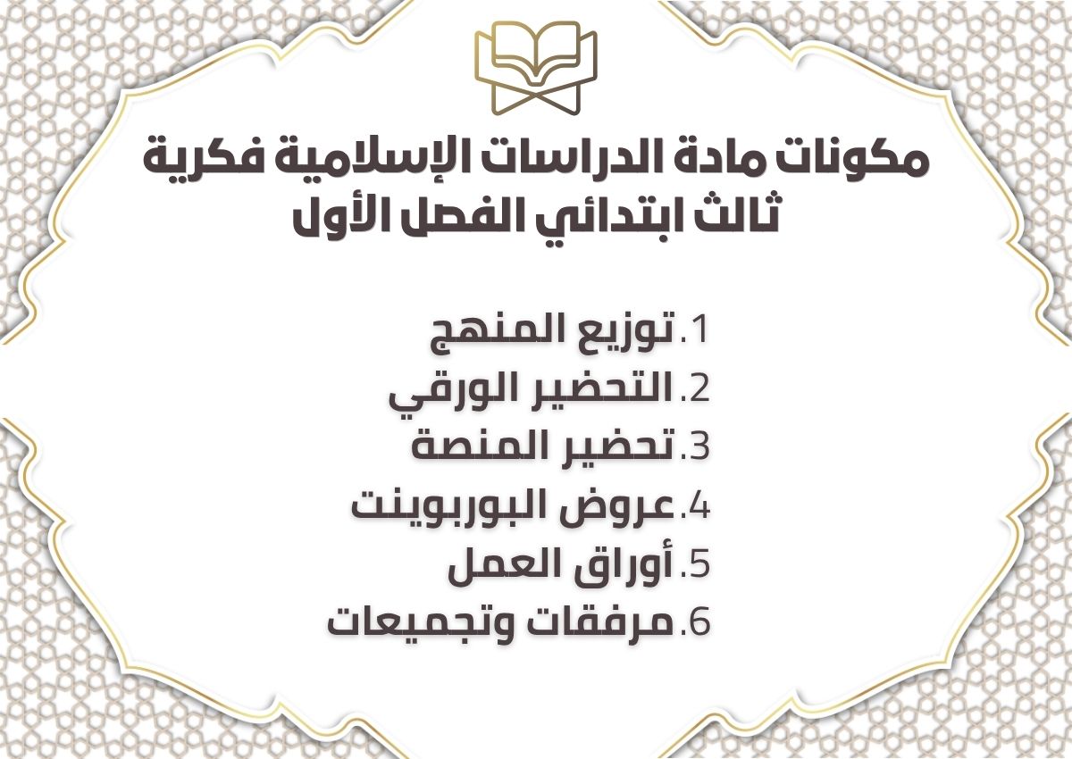 ورق عمل الدراسات الإسلامية فكرية ثالث ابتدائي الفصل الأول ورق عمل الدراسات الإسلامية فكرية ثالث ابتدائي الفصل الأول