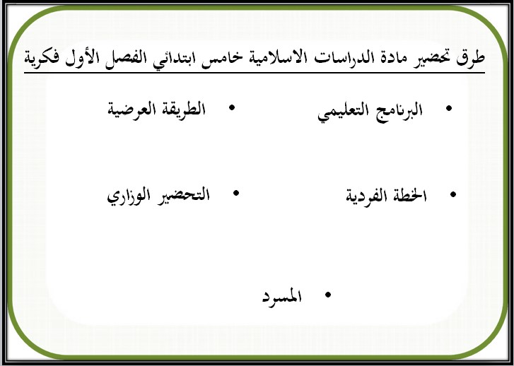 بوربوينت خامس ابتدائي الدراسات الإسلامية فكرية الفصل الأول بوربوينت خامس ابتدائي الدراسات الإسلامية فكرية الفصل الأول