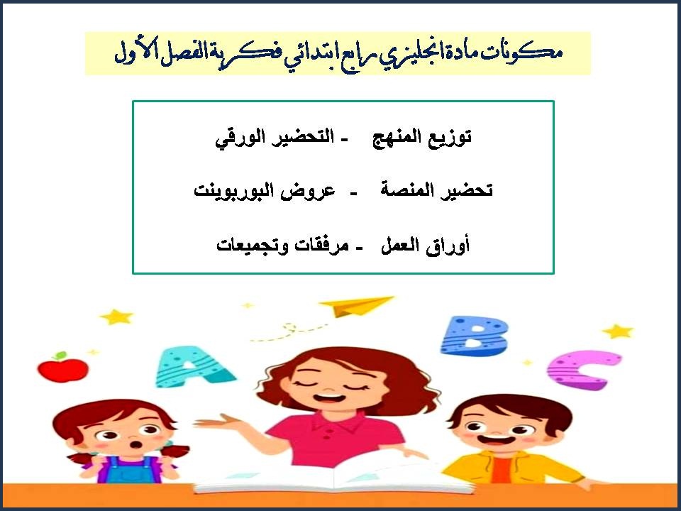 بوربوينت رابع ابتدائي انجليزي فكرية الفصل الأول بوربوينت رابع ابتدائي انجليزي فكرية الفصل الأول