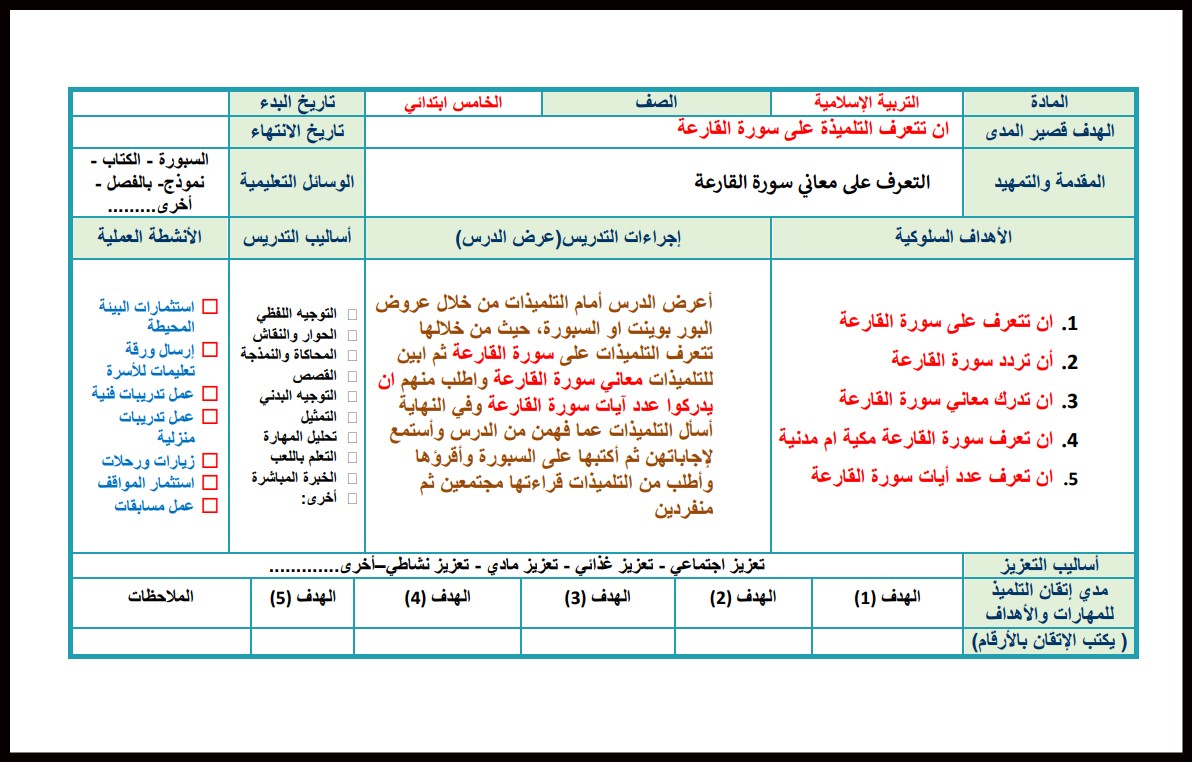 تحضير خامس ابتدائي الدراسات الإسلامية فكرية الفصل الأول تحضير خامس ابتدائي الدراسات الإسلامية فكرية الفصل الأول