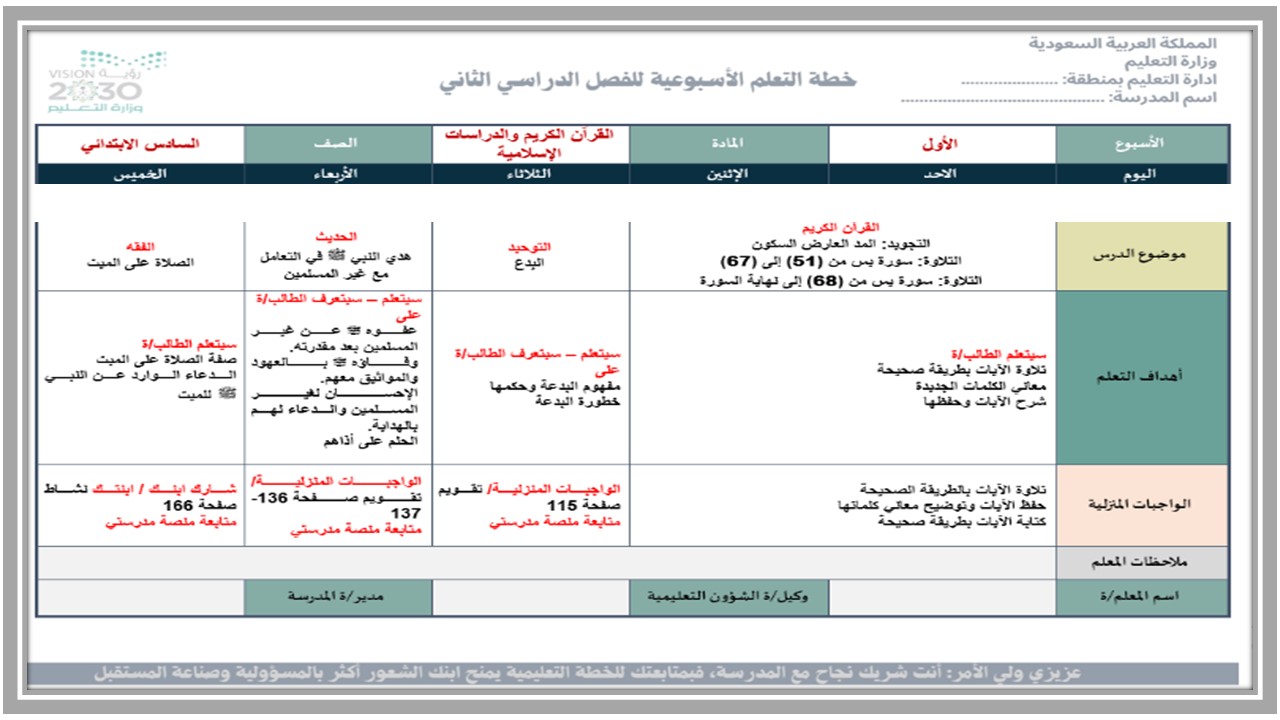 تحضير دراسات إسلامية سادس ابتدائي منصة مدرستي الفصل الثاني تحضير دراسات إسلامية سادس ابتدائي منصة مدرستي الفصل الثاني