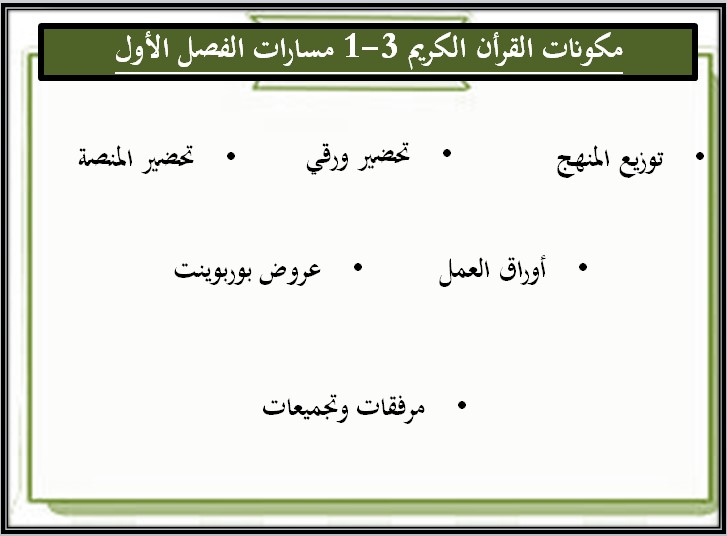 أوراق عمل مادة القرآن الكريم 3-1 مسارات أوراق عمل مادة القرآن الكريم 3-1 مسارات