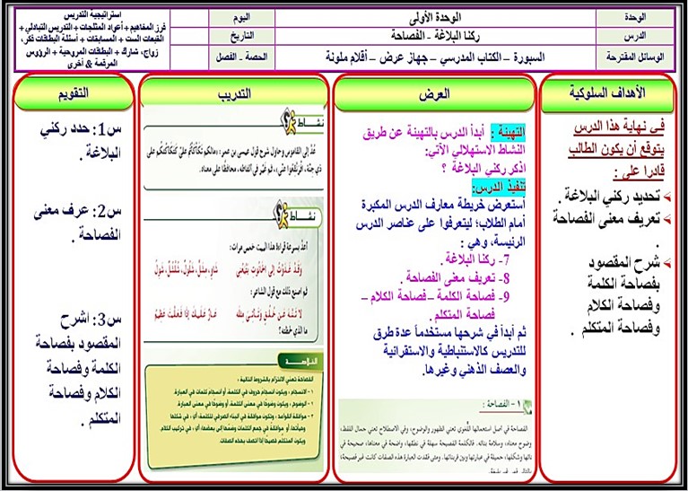 تحضير مادة الدراسات البلاغية والنقدية تحضير مادة الدراسات البلاغية والنقدية