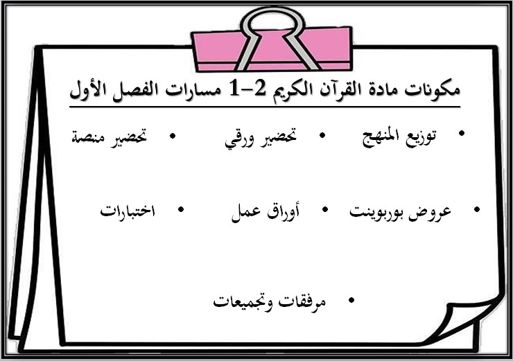 تحضير مادة القرآن الكريم 2-1 مسارات تحضير مادة القرآن الكريم 2-1 مسارات