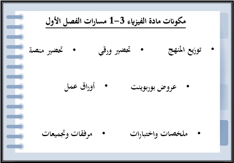 تحضير مادة فيزياء 3-1 مسارات تحضير مادة فيزياء 3-1 مسارات