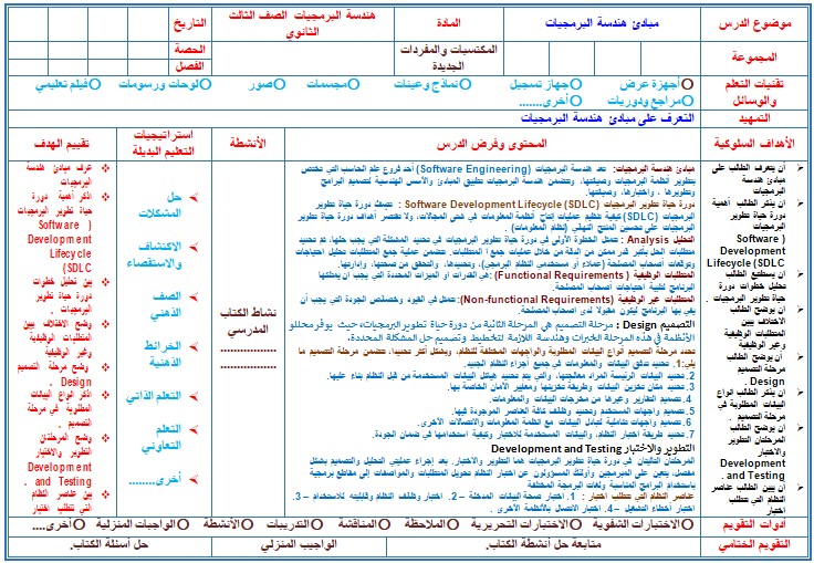 تحضير مادة هندسة برمجيات مسارات تحضير مادة هندسة برمجيات مسارات