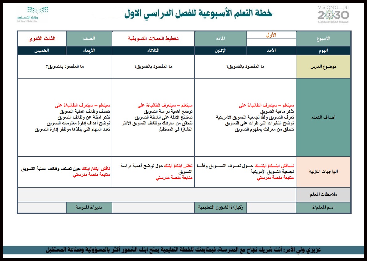 أوراق عمل مادة تخطيط الحملات التسويقية 1-1 مسارات أوراق عمل مادة تخطيط الحملات التسويقية 1-1 مسارات