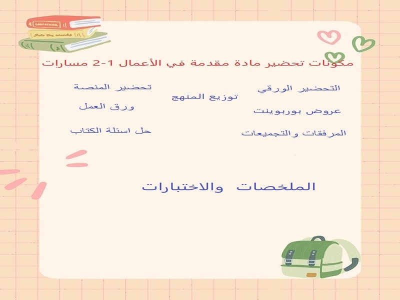 تحضير مادة مقدمة في الأعمال 1-2 مسارات تحضير مادة مقدمة في الأعمال 1-2 مسارات