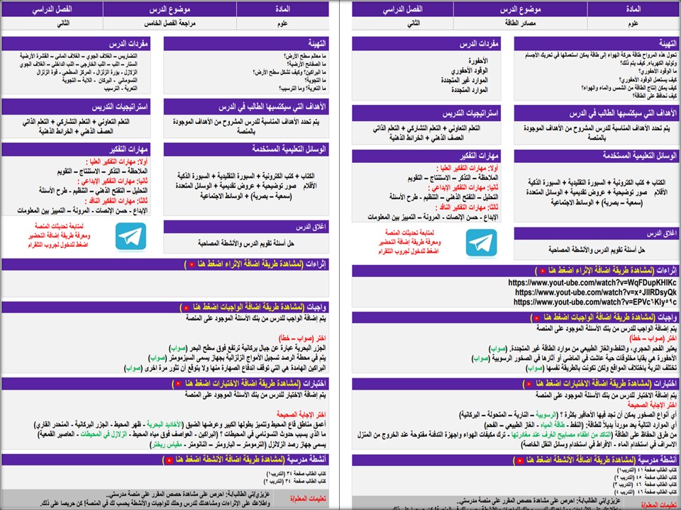 تحضير منصة مدرستي علوم الصف الخامس الابتدائي الفصل الثاني تحضير منصة مدرستي علوم الصف الخامس الابتدائي الفصل الثاني
