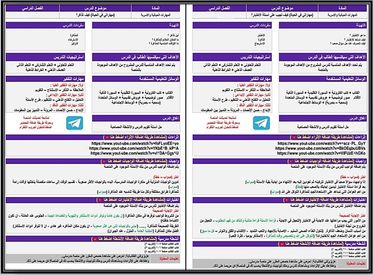 تحضير منصة مدرستي مهارات حياتيه الصف الخامس الابتدائي الفصل الثاني تحضير منصة مدرستي مهارات حياتيه الصف الخامس الابتدائي الفصل الثاني