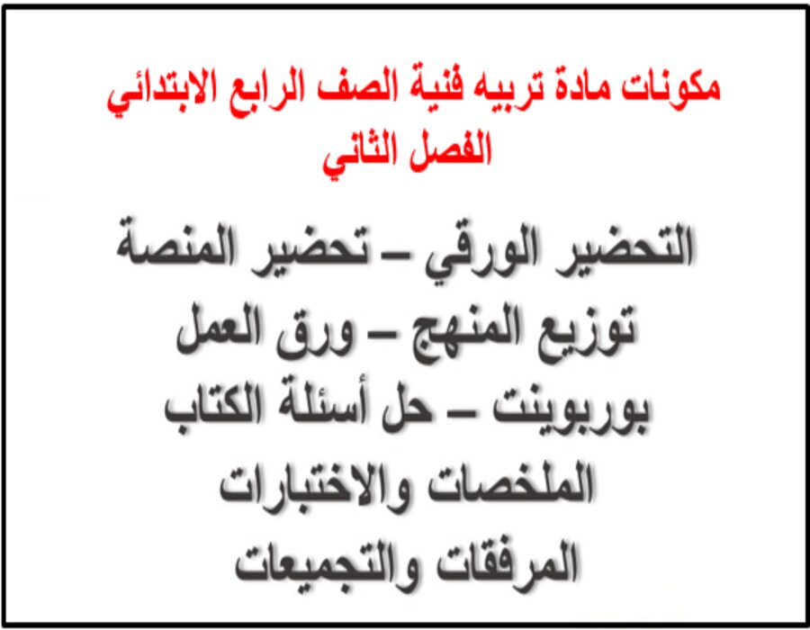 تحضير منصه مدرستي تربيه فنية الصف الرابع الابتدائي الفصل الثاني تحضير منصه مدرستي تربيه فنية الصف الرابع الابتدائي الفصل الثاني