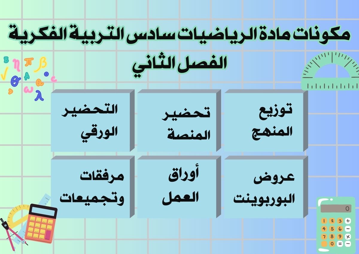 تحضير منصة مدرستي الرياضيات سادس التربية الفكرية الفصل الثاني تحضير منصة مدرستي الرياضيات سادس التربية الفكرية الفصل الثاني