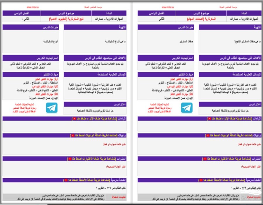 تحضير منصة مدرستي المهارات الادارية مسارات تحضير منصة مدرستي المهارات الادارية مسارات