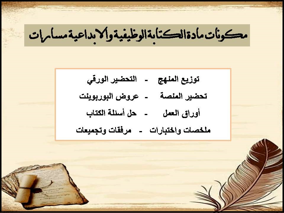 توزيع المنهج الكتابة الوظيفية والابداعية مسارات توزيع المنهج الكتابة الوظيفية والابداعية مسارات