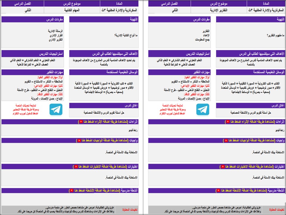 سجل انجاز مادة سكرتارية وادارة مكتبية ثالث ثانوي الفصل الثاني سجل انجاز مادة سكرتارية وادارة مكتبية ثالث ثانوي الفصل الثاني
