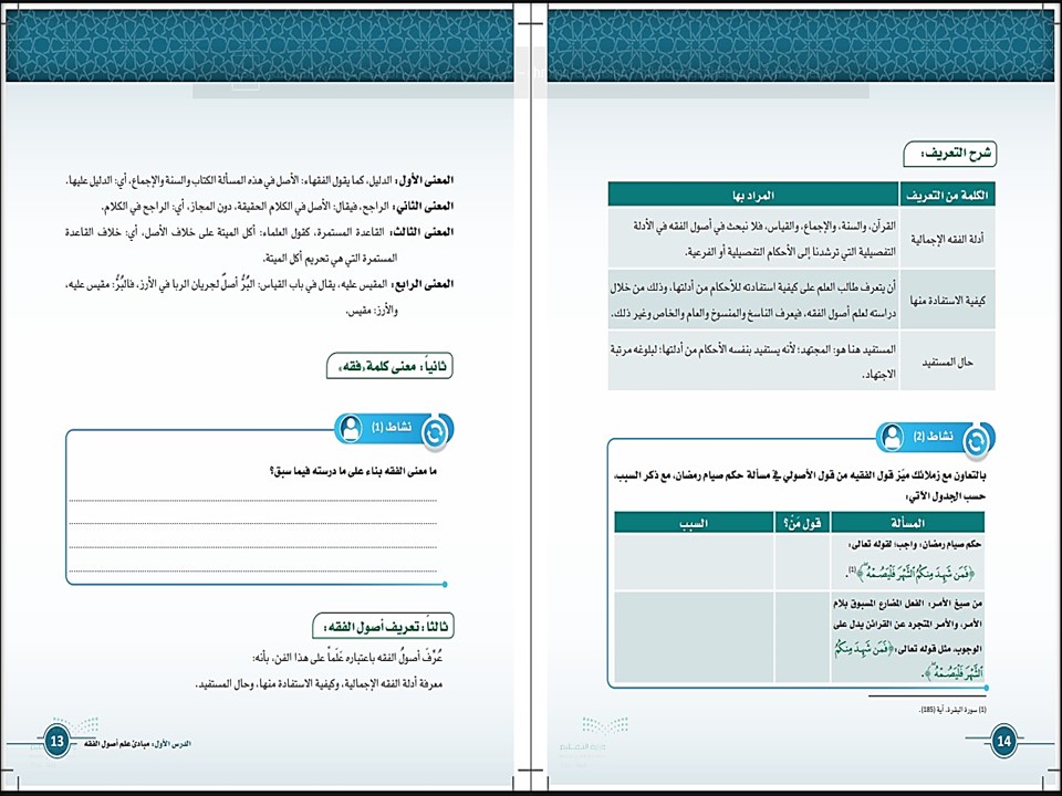 كتاب مادة أصول الفقه ثالث ثانوي الفصل الثاني كتاب مادة أصول الفقه ثالث ثانوي الفصل الثاني