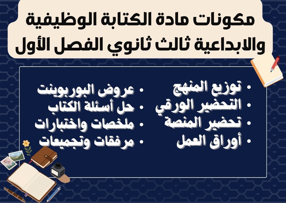 سجل انجاز مادة الكتابة الوظيفية والابداعية ثالث ثانوي الفصل الأول سجل انجاز مادة الكتابة الوظيفية والابداعية ثالث ثانوي الفصل الأول