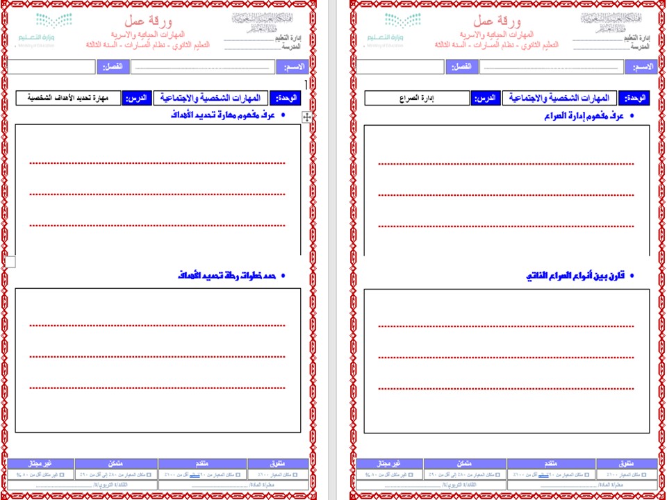ملخصات المهارات الحياتية والاسرية مسارات ملخصات المهارات الحياتية والاسرية مسارات