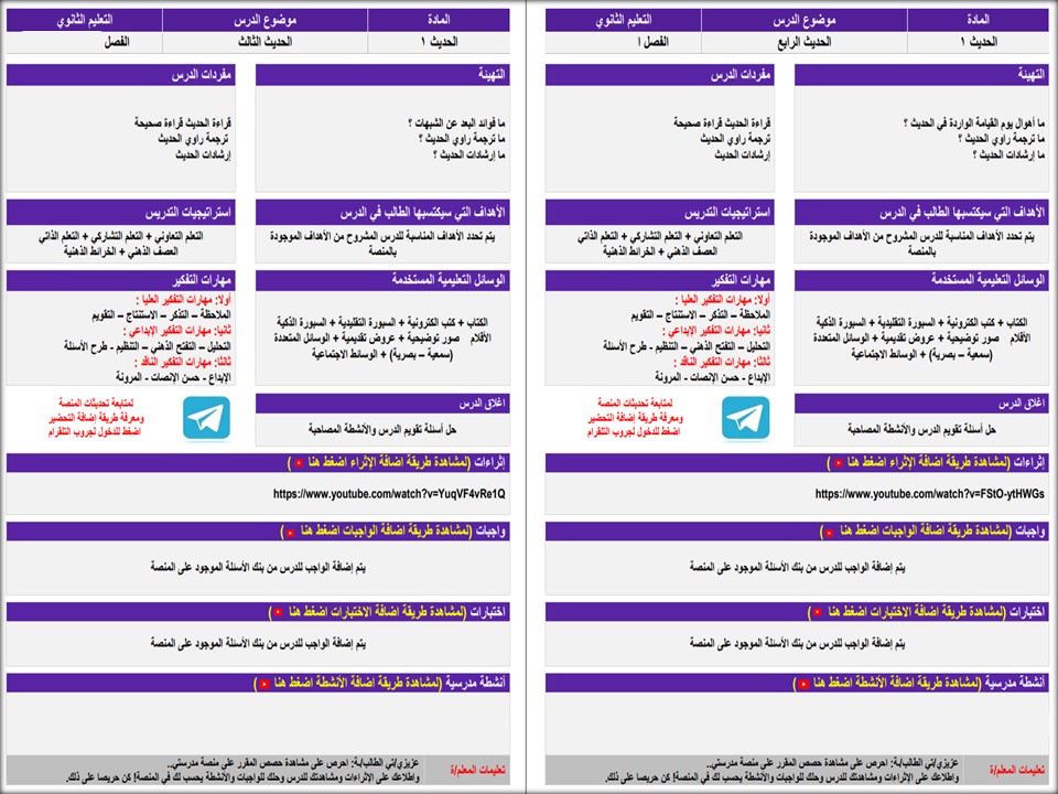 تحضير المنصة مادة حديث 1 مسارات الفصل الثاني تحضير المنصة مادة حديث 1 مسارات الفصل الثاني