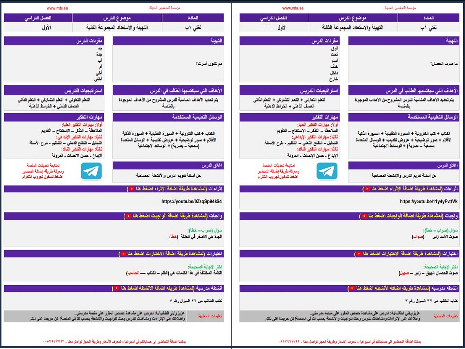 تحضير إلكتروني لغتي أول ابتدائي فصل أول تحضير إلكتروني لغتي أول ابتدائي فصل أول