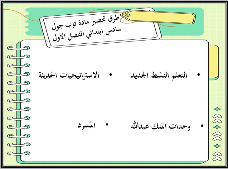 تحضير إلكتروني مادة Top Goal الصف السادس الابتدائي الفصل الدراسي الاول تحضير إلكتروني مادة Top Goal الصف السادس الابتدائي الفصل الدراسي الاول