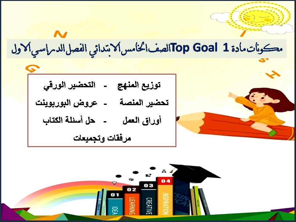 تحضير مادة 1 Top Goal الصف الخامس الابتدائي الفصل الدراسي الاول تحضير مادة 1 Top Goal الصف الخامس الابتدائي الفصل الدراسي الاول