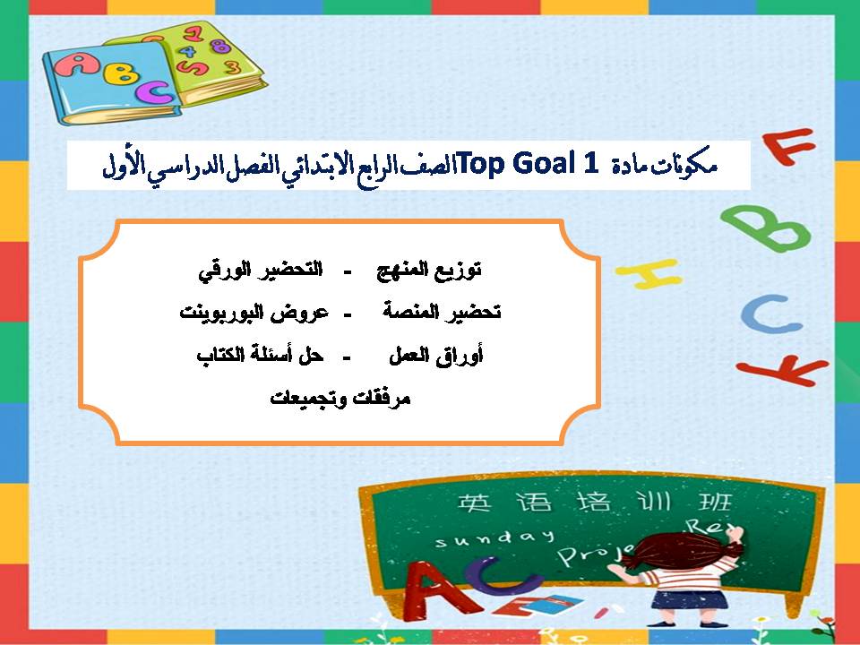 ملف إنجاز مادة Top Goal 1 الصف الرابع الابتدائي الفصل الدراسي الاول ملف إنجاز مادة Top Goal 1 الصف الرابع الابتدائي الفصل الدراسي الاول