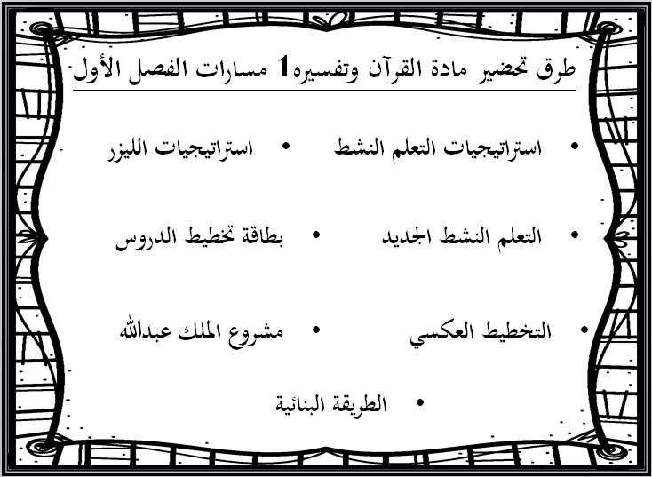 خطة التعليم الأسبوعية القرآن وتفسيره 1 خطة التعليم الأسبوعية القرآن وتفسيره 1