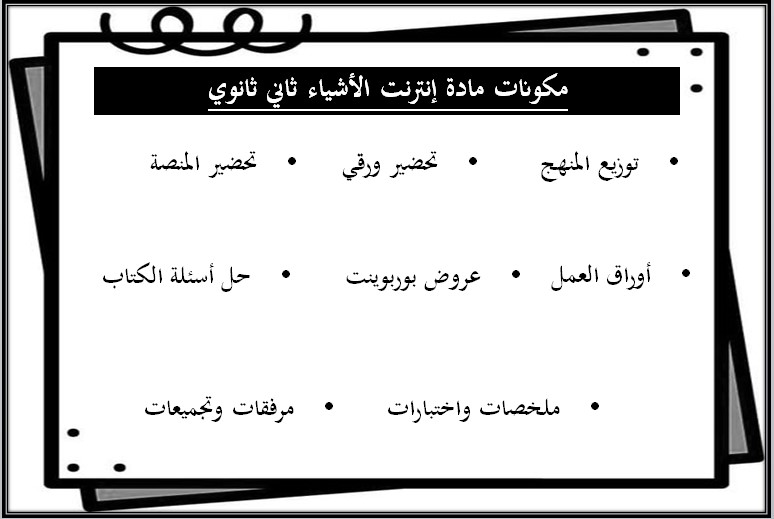 خطة التعلم الأسبوعية إنترنت الأشياء ثاني ثانوي مسارات الترم الثاني خطة التعلم الأسبوعية إنترنت الأشياء ثاني ثانوي مسارات الترم الثاني