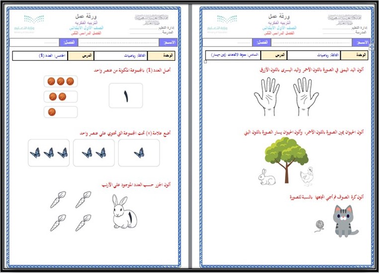 خطة التعليم الأسبوعية الرياضيات أول ابتدائي تربية فكرية خطة التعليم الأسبوعية الرياضيات أول ابتدائي تربية فكرية