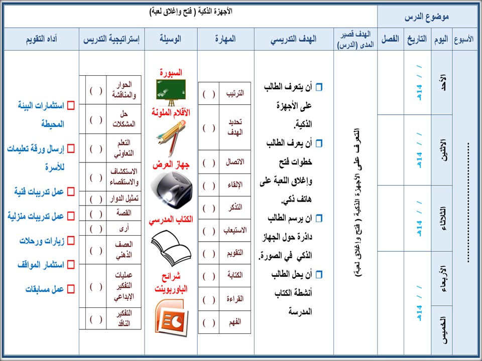 خطة التعليم الاسبوعية مادة مهارات رقمية رابع ابتدائي التربية الفكرية خطة التعليم الاسبوعية مادة مهارات رقمية رابع ابتدائي التربية الفكرية