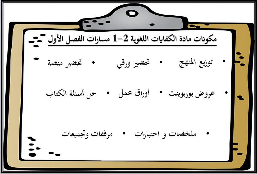 التحضير الإلكتروني لمادة الكفايات اللغوية 2-1 مسارات التحضير الإلكتروني لمادة الكفايات اللغوية 2-1 مسارات